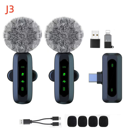 Cross-border Private Model New J3 One-to-two Wireless Collar Clip Microphone Live Radio Noise Reduction Wireless Microphone Microphone